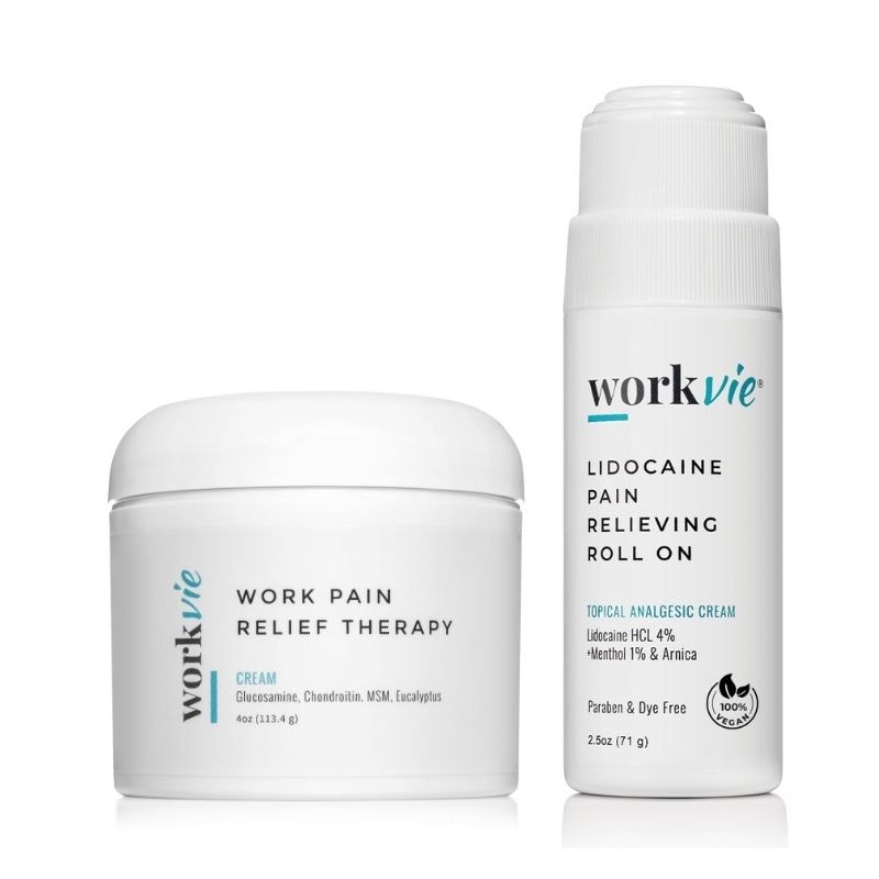 Workvie pain relief cream and roll-on products
